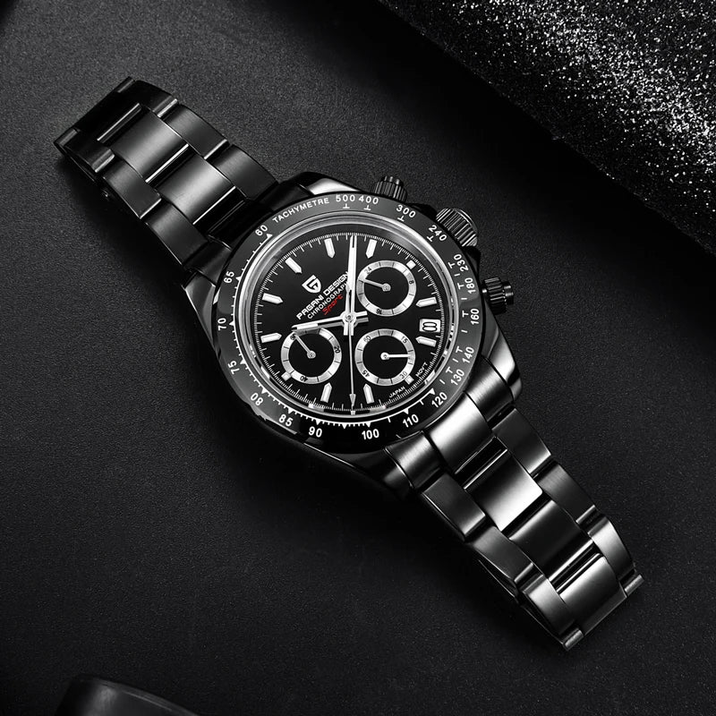 PAGANI DESIGN 2023 New Black Mens Watches Brand Luxury Quartz Watch For Men Chronograph Sports Waterproof Luminous Reloj Hombre