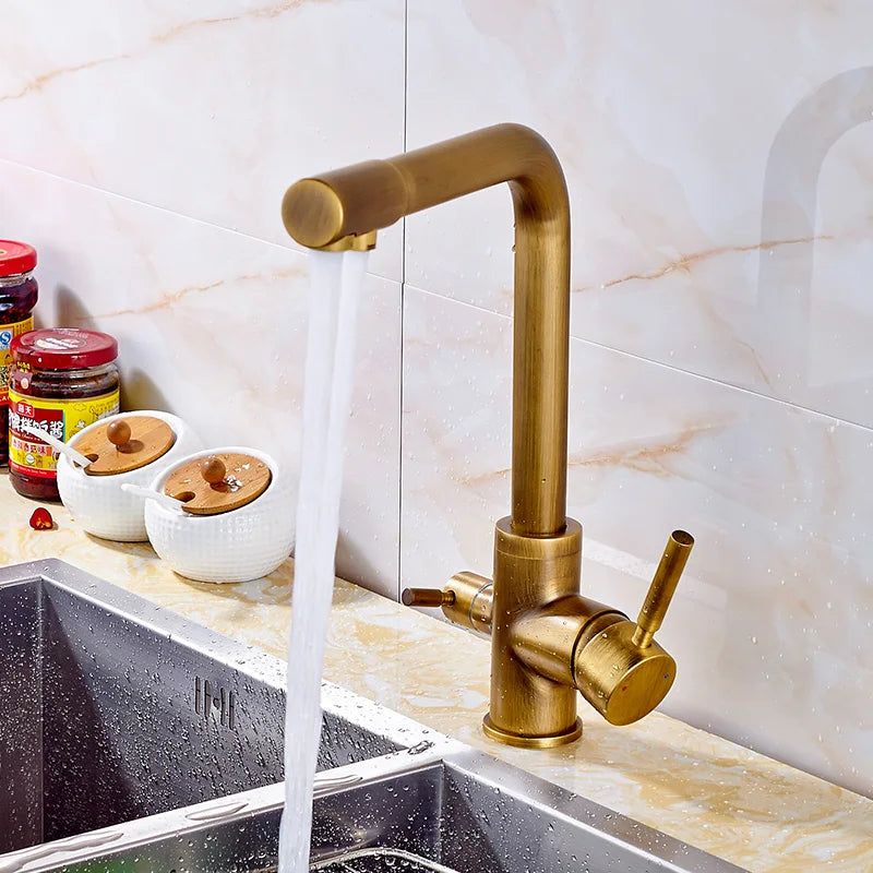 Rozin Chrome Brass Purified Water Kitchen Faucet Mixer Tap and Pure Water Filter Faucet Deck Mounted Dual Handles Hot Cold Taps