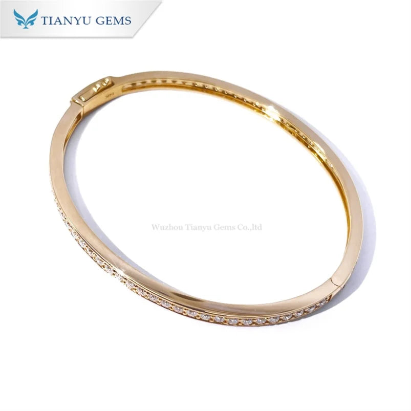 Tianyu Gems Unisex 18CT Yellow Gold Diamond Bangles Classic Style for Children Anniversaries Engagements Parties Gifts