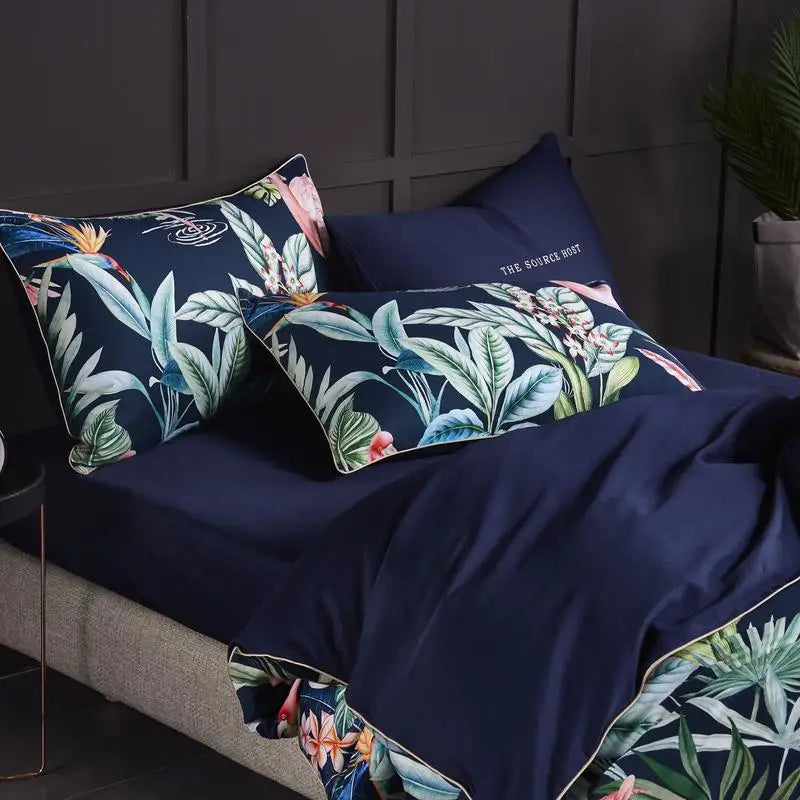 HD printed Birds Branch printed Premium Egyptian cotton Silky Soft Duvet Cover Family size US King Queen Size Bedding Set 4/6Pcs