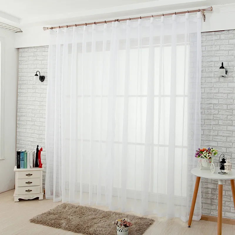 Europe Solid White Curtain Window Sheer Tulle Curtains For Living Room Kitchen Modern Window Treatments Voile Curtains Cortains