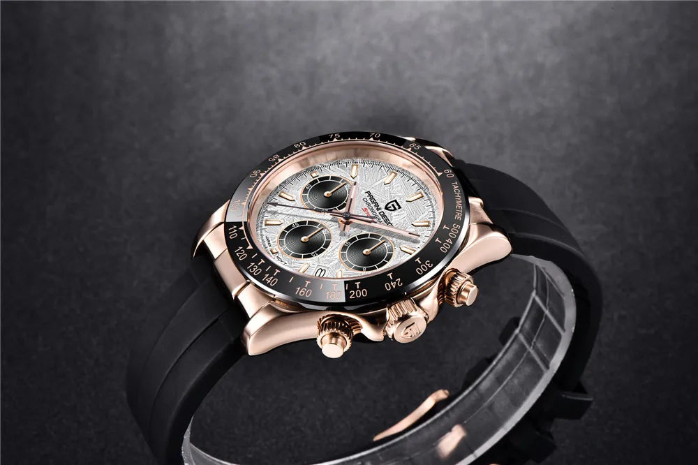 PAGANI DESIGN 2025 NEW 1664 Meteorite Dial Men's Watches Luxury Sapphire Quartz watch for men Sport Chronograph men Reloj Hombre