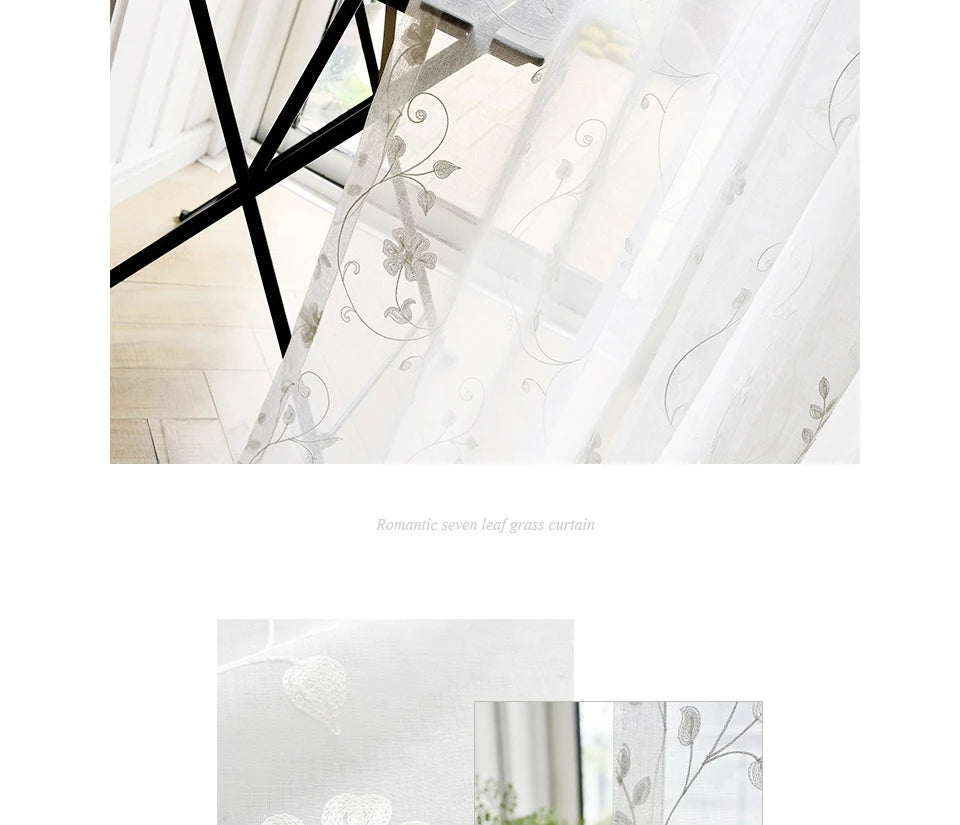 Korean White Embroidered Voile Curtains For Bedroom Window Curtain For Living Room Sheer Curtains Blinds Custom Made Drapes