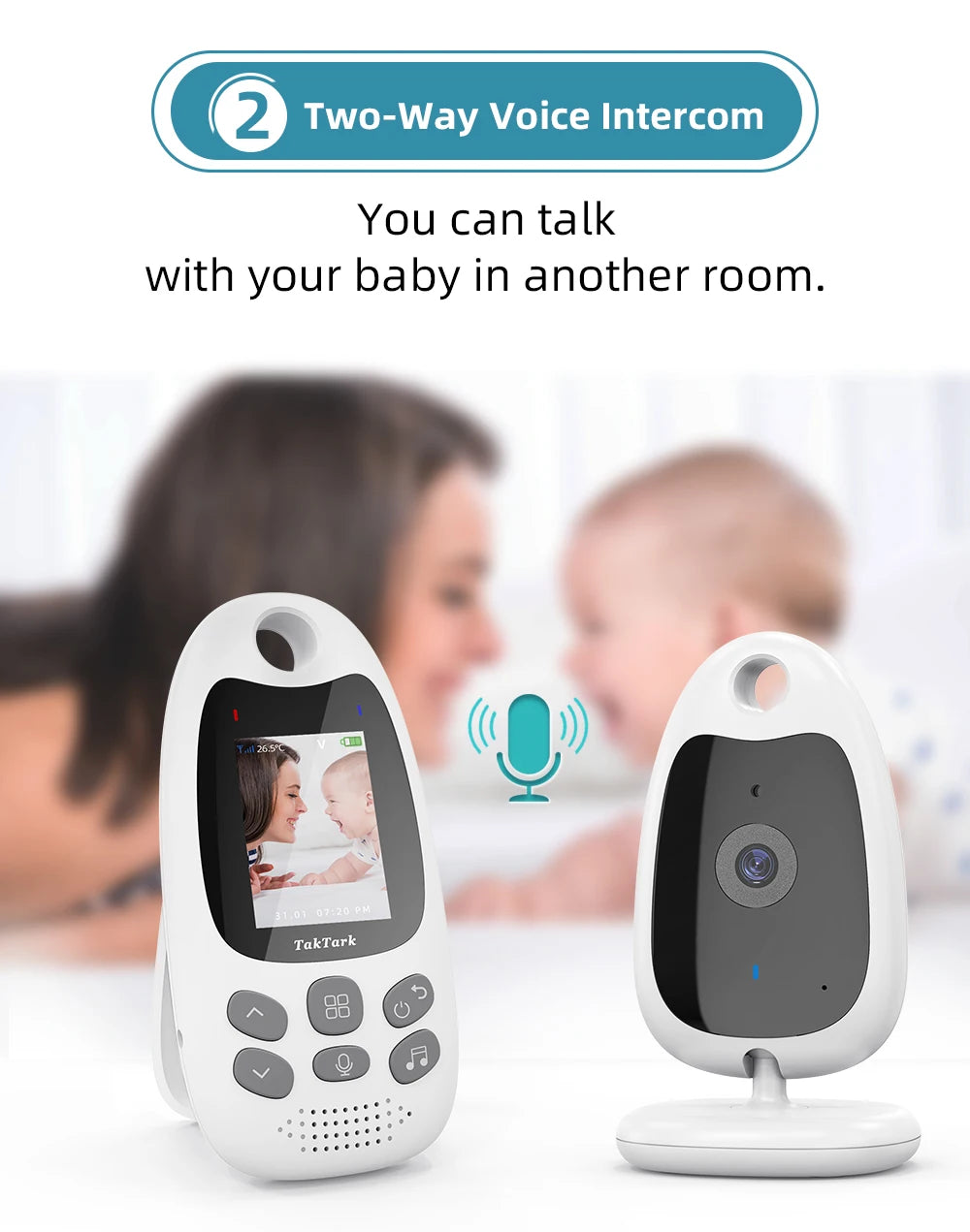 Wireless Video Baby Monitor 2.0 2.8 inch Color  Security Camera 2 Way Talk Night Vision IR LED Temperature Monitoring 8 Lullaby