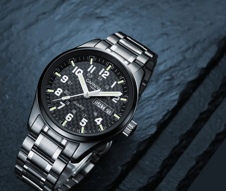 Reloj-Hombre-Montre Switzerland Carnival Quartz Watch men 316 Stainless Steel Waterproof Calendar Luminous Military men Watches