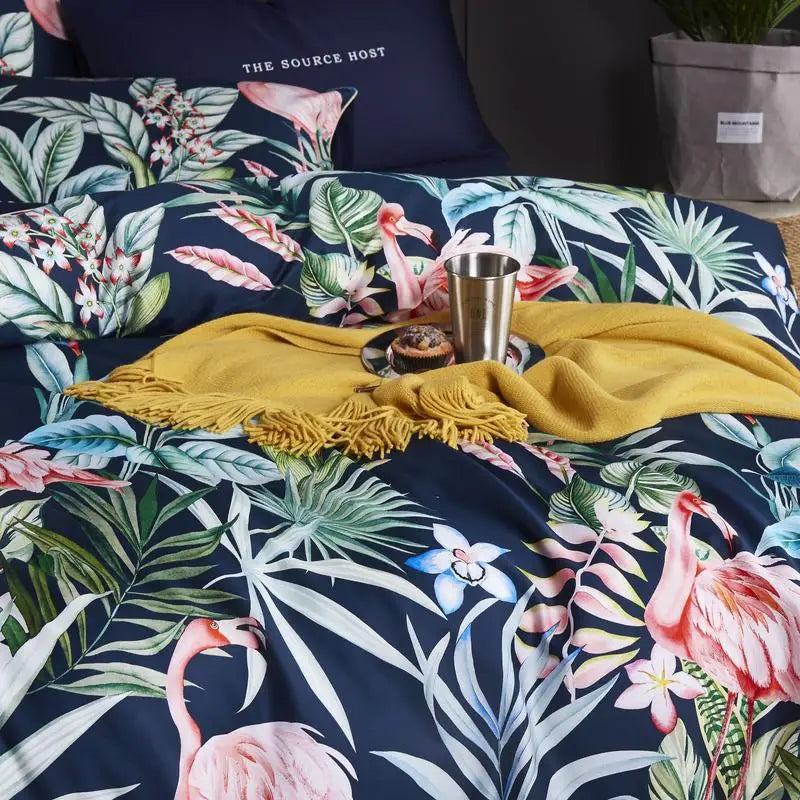HD printed Birds Branch printed Premium Egyptian cotton Silky Soft Duvet Cover Family size US King Queen Size Bedding Set 4/6Pcs
