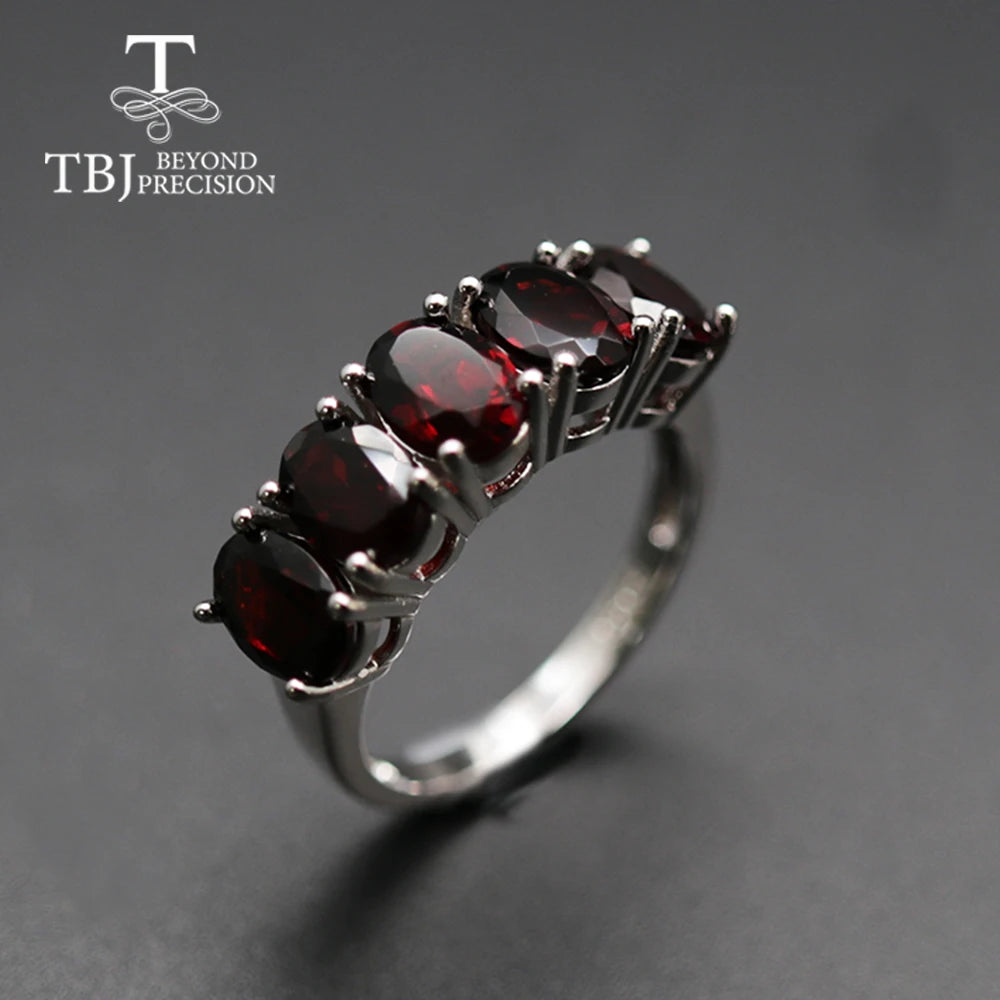 13.2ct Black garnet Jewelry set oval 5*7mm garnet Ring clasp earring 925 sterling silver fine jewelry for women tbj promotion