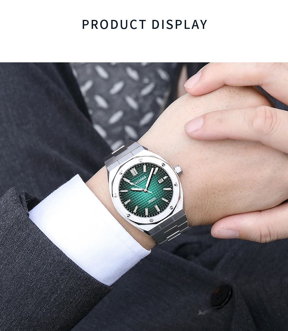 CADISEN 42MM Men's Mechanical Watch Luxury NH35A Movement Automatic Watches Sapphire Mirror 10Bar Waterproof Watch For Men