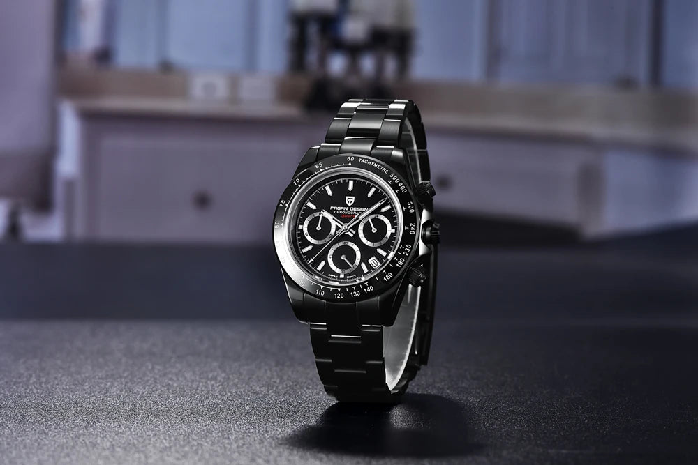 PAGANI DESIGN 2023 New Black Mens Watches Brand Luxury Quartz Watch For Men Chronograph Sports Waterproof Luminous Reloj Hombre