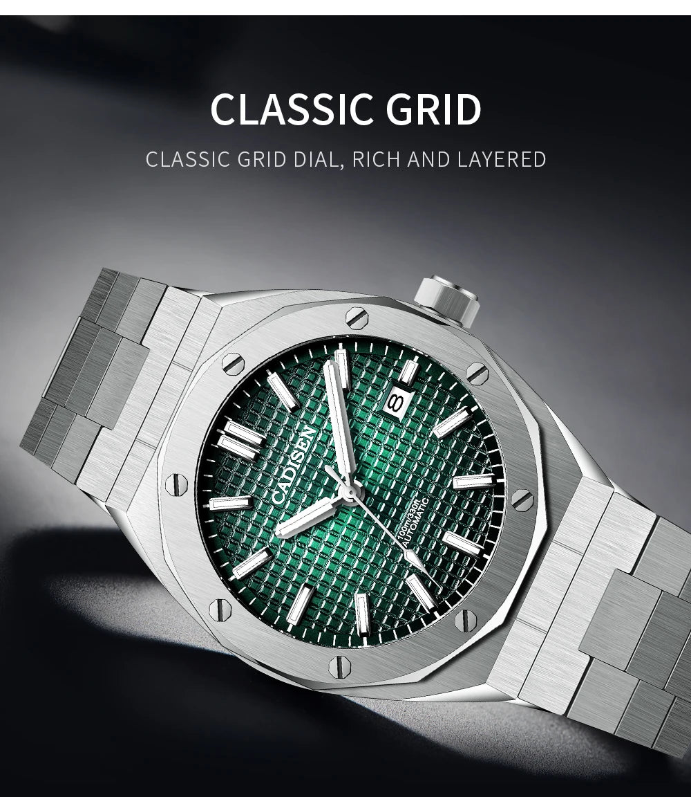 CADISEN 42MM Men's Mechanical Watch Luxury NH35A Movement Automatic Watches Sapphire Mirror 10Bar Waterproof Watch For Men