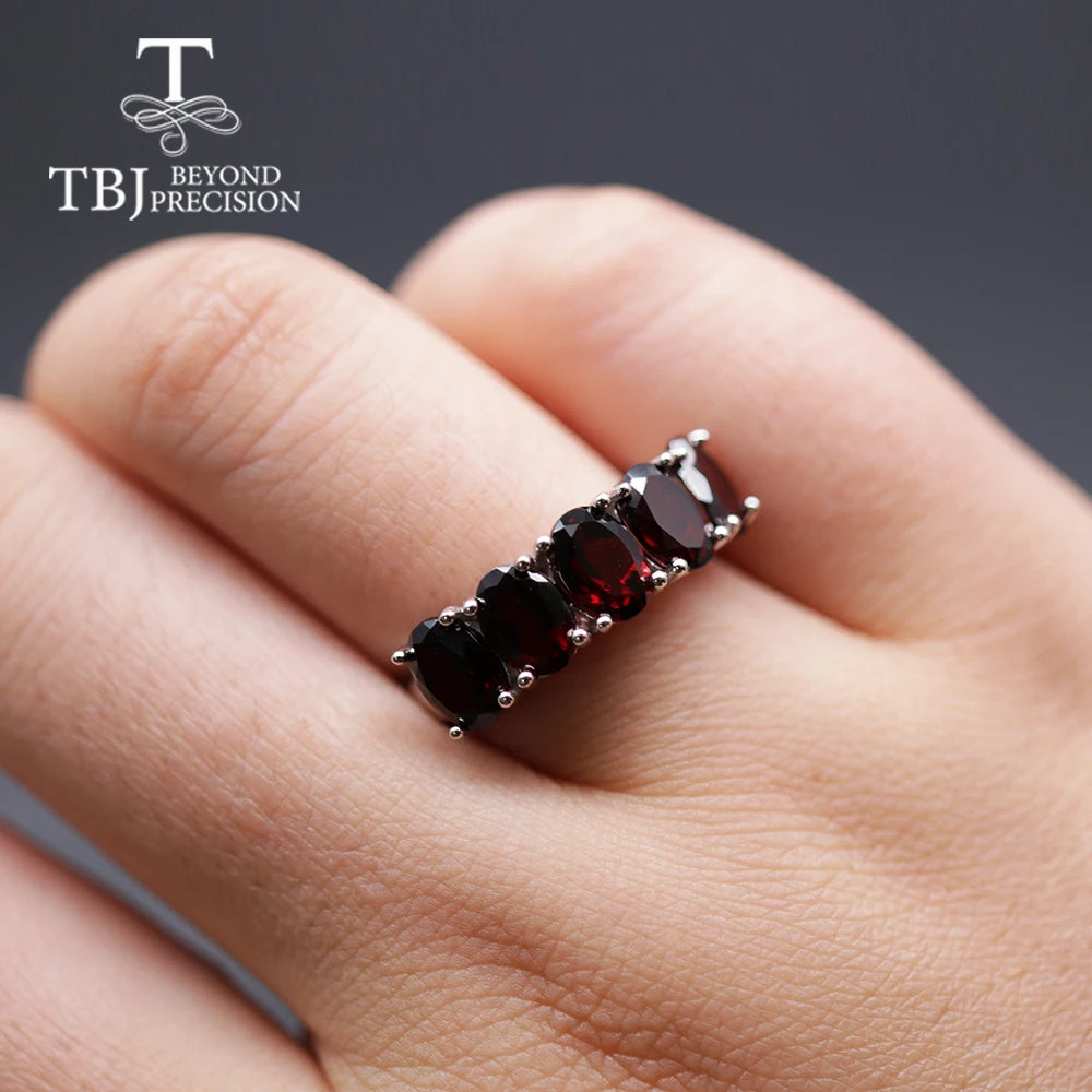 13.2ct Black garnet Jewelry set oval 5*7mm garnet Ring clasp earring 925 sterling silver fine jewelry for women tbj promotion