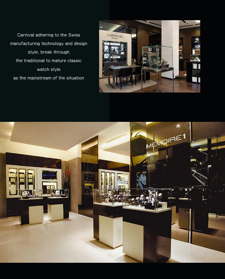 Carnival Brand Luxury Tourbillon Watches Leather Calendar Week Month High-End Mechanical Watch Business Men Automatic Clock