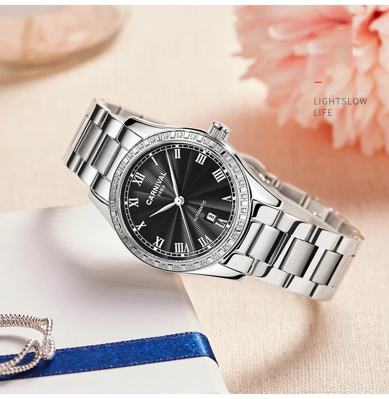 CARNIVAL Women Watches Mechanical Watch Luxury Bracelet Wrist Wristwatch Elegant Ladies Automatic Clock Watch Relogio Feminino