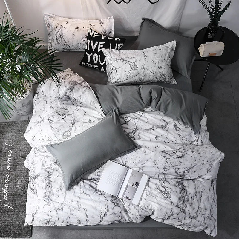 fashionable block pattern black duvet cover set king queen double twin single size bed linen set