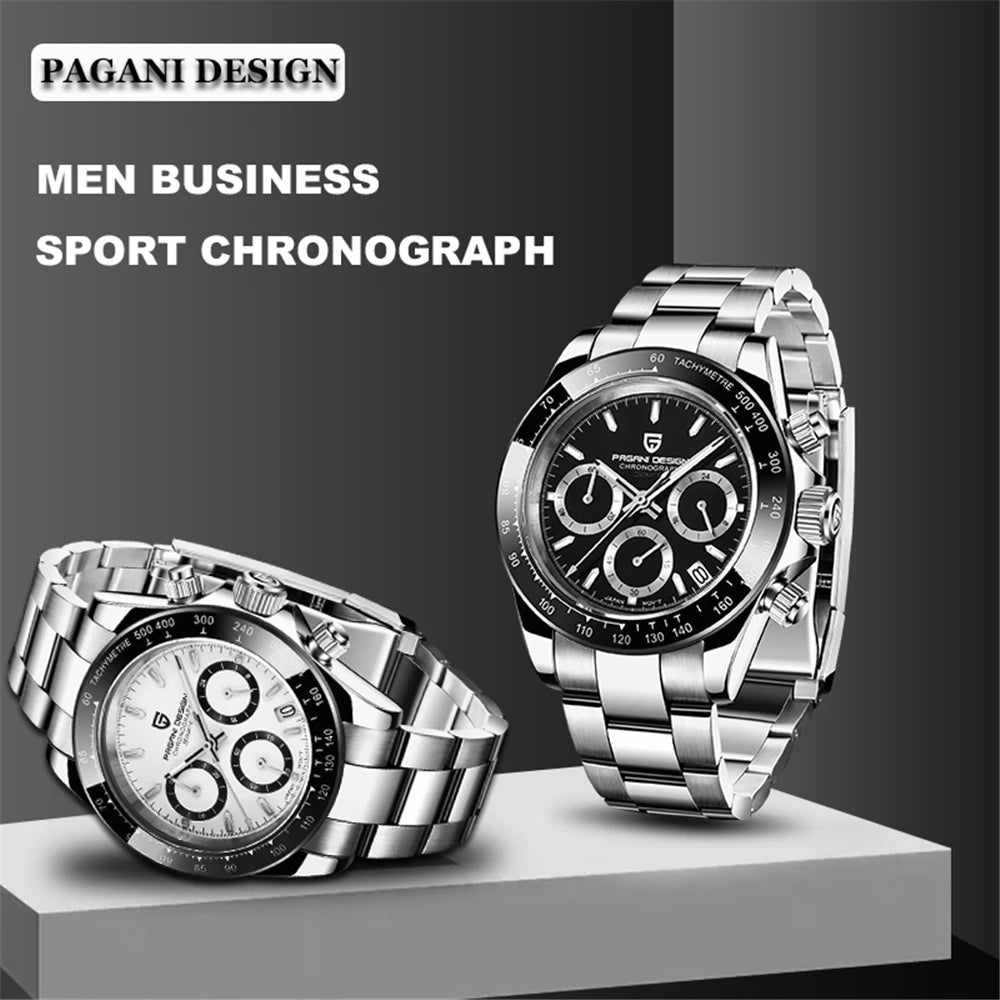 2025 New PAGANI Design Top Brand Men's Sports Quartz Watches Sapphire Stainless Steel Waterproof Chronograph Luxury Reloj Hombre
