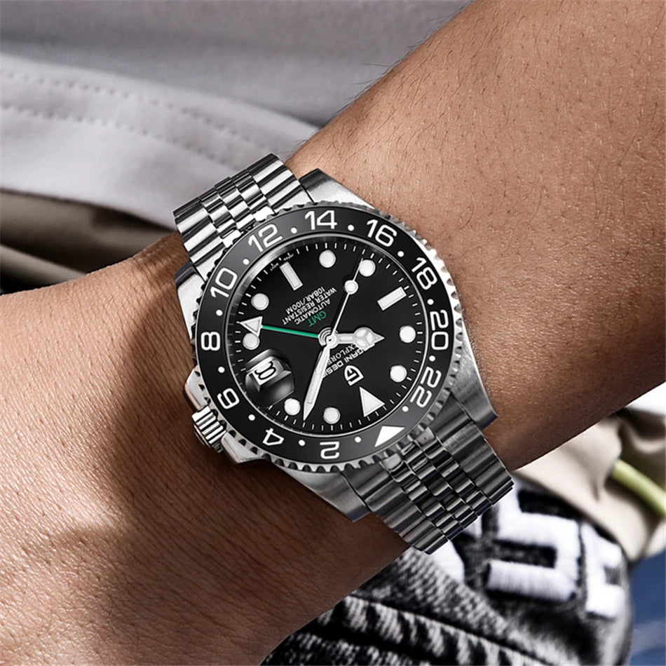 PAGANI DESIGN Men Automatic Watches Sapphire Glass 40mm Ceramic GMT Mechanical Wristwatch Top Brand Sports Waterproof Men Watch