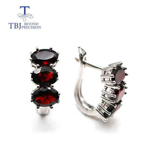 13.2ct Black garnet Jewelry set oval 5*7mm garnet Ring clasp earring 925 sterling silver fine jewelry for women tbj promotion