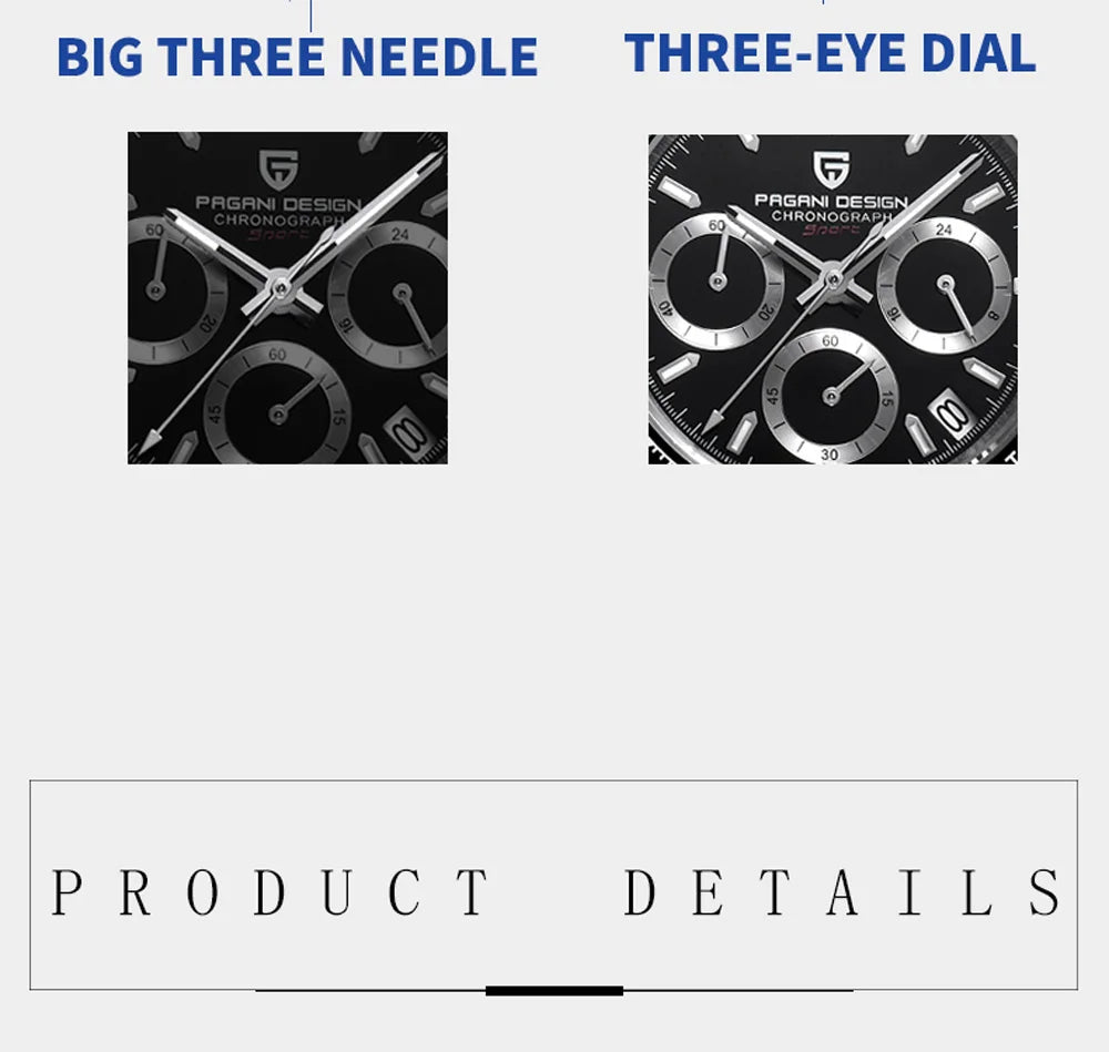 PAGANI DESIGN New 2024 Quartz Men's Watches Business Watch Mens Watches Top Brand Luxury Watch Men Chronograph VK63 Waterproof