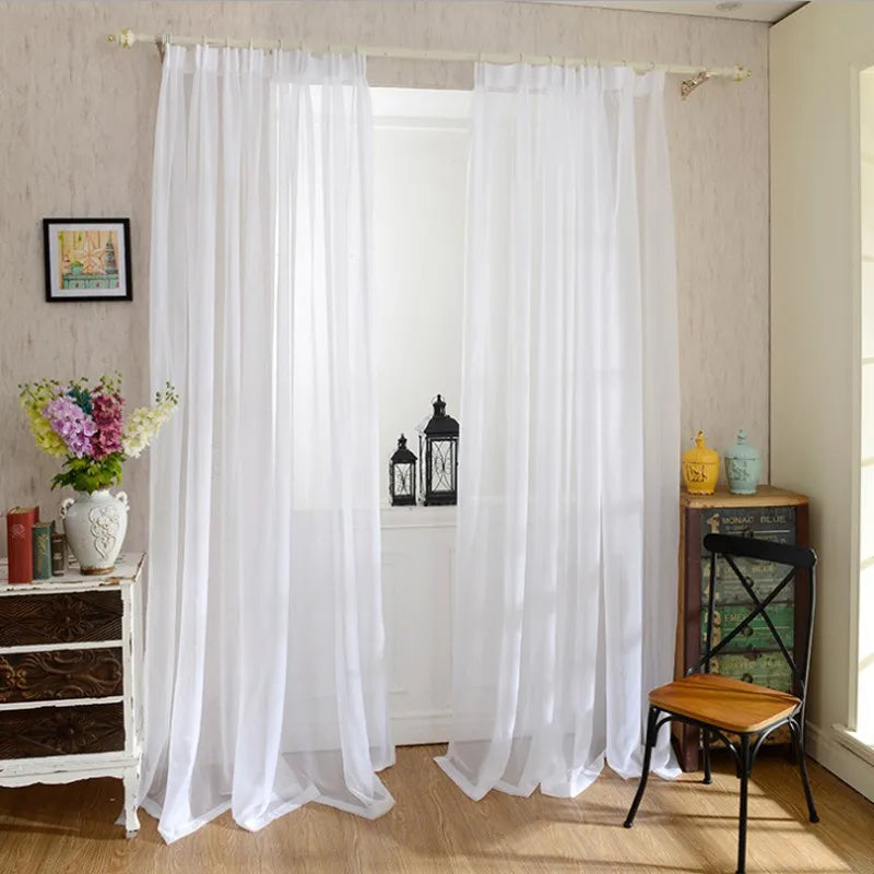 Europe Solid White Curtain Window Sheer Tulle Curtains For Living Room Kitchen Modern Window Treatments Voile Curtains Cortains