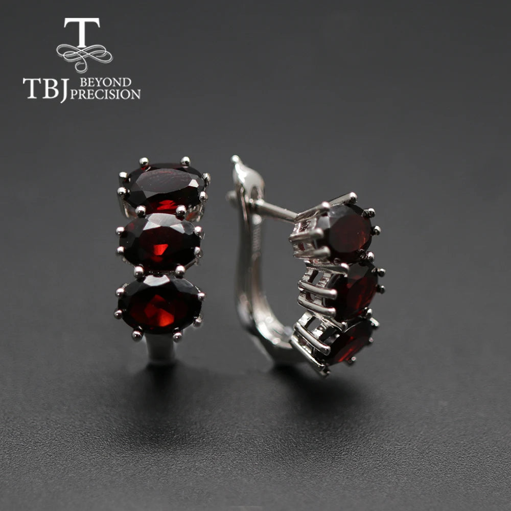 13.2ct Black garnet Jewelry set oval 5*7mm garnet Ring clasp earring 925 sterling silver fine jewelry for women tbj promotion