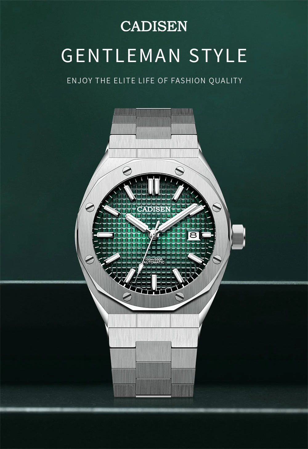 CADISEN 42MM Men's Mechanical Watch Luxury NH35A Movement Automatic Watches Sapphire Mirror 10Bar Waterproof Watch For Men