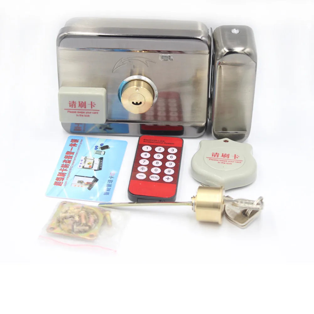 DC12V Electric lock Gate Lock Access Control System Electronic Integrated RFID Door Rim Lock Bidirectional Access Control Lock