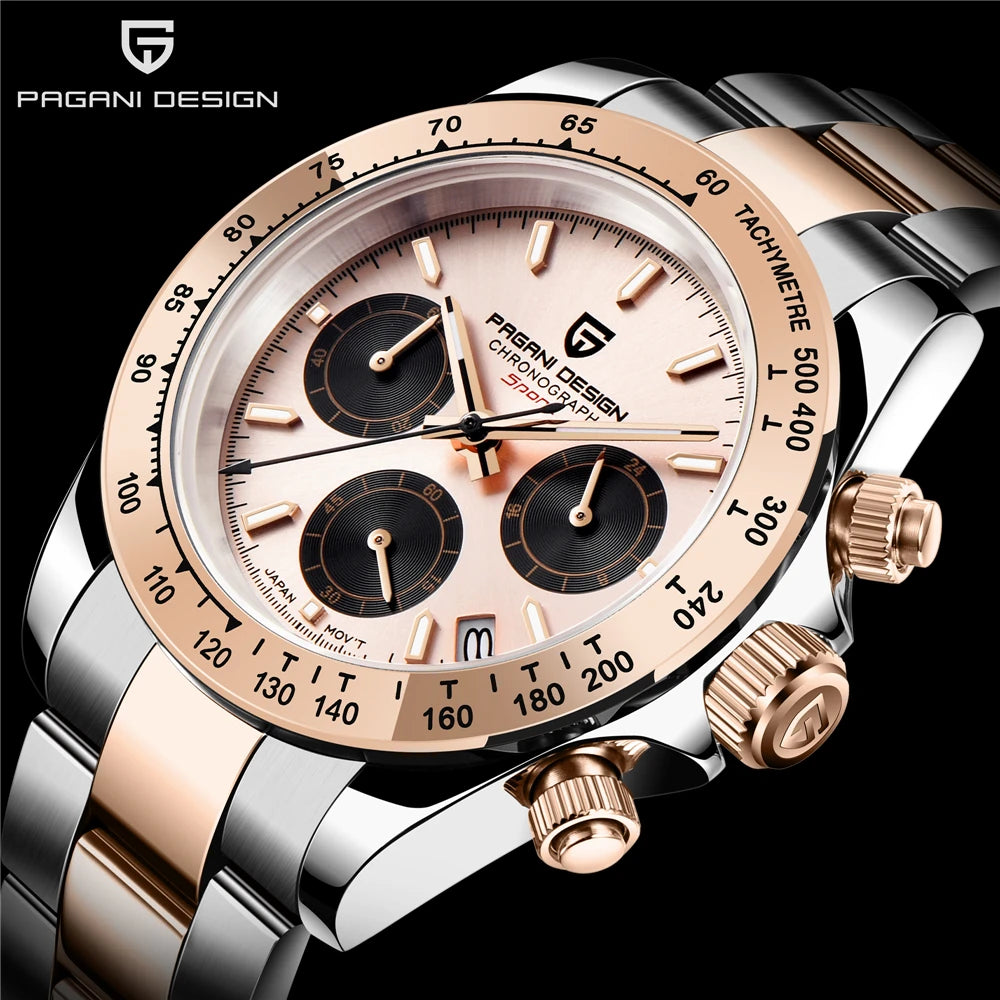 2025 New PAGANI Design Top Brand Men's Sports Quartz Watches Sapphire Stainless Steel Waterproof Chronograph Luxury Reloj Hombre