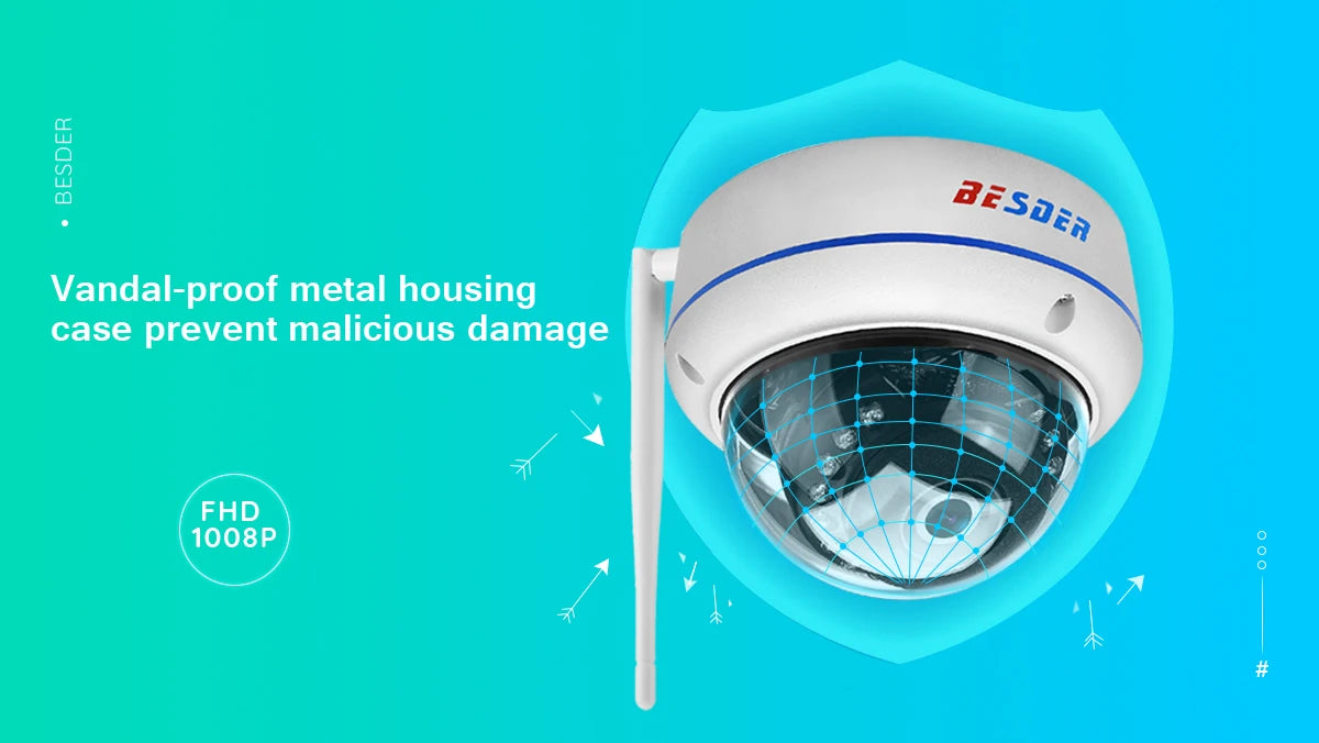 HD1080P Vandal-proof IP Camera WiFi SD Card Slot 64Gb Motion Ai Detect Alert Dome 2MP Audio Security CCTV Camera Xmeye P2P ICSee