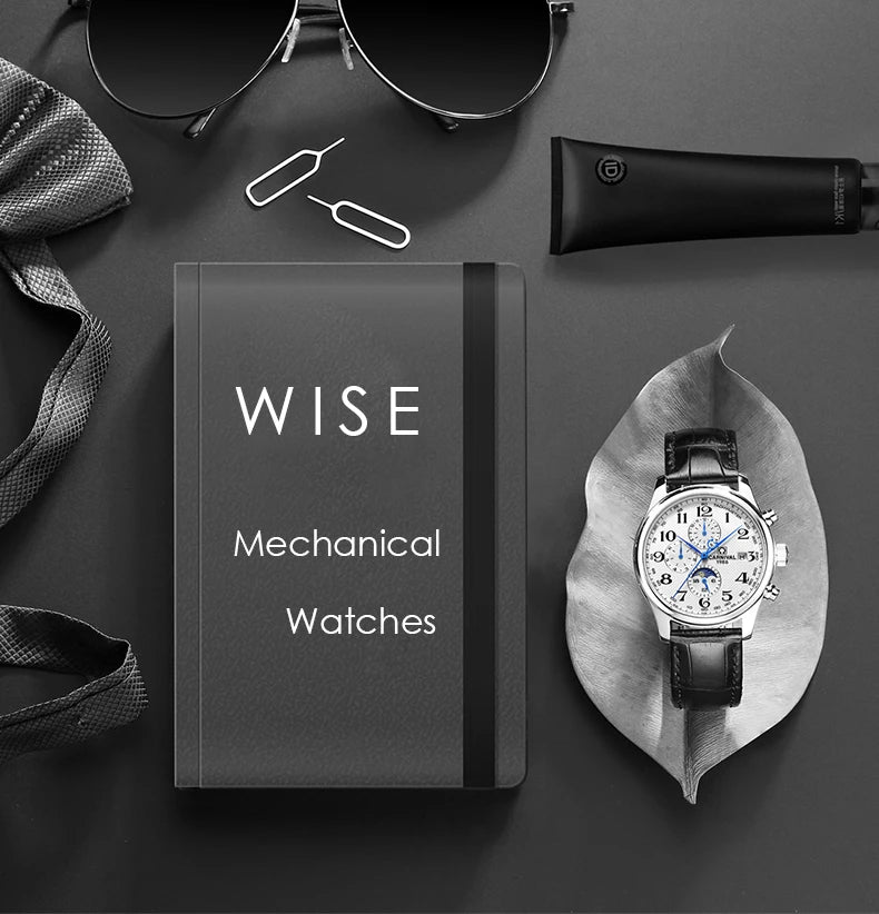 Carnival Brand Automatic Watch Fashion Luxury Waterproof Calendar Moon Phase Mechanical Watches For Men Clock Relogio Masculino