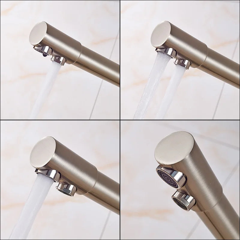 Rozin Chrome Brass Purified Water Kitchen Faucet Mixer Tap and Pure Water Filter Faucet Deck Mounted Dual Handles Hot Cold Taps