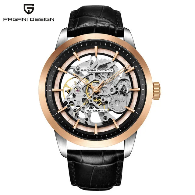 PAGANI DESIGN Markenmode Sportliche Lederuhren für Herren Luxus Automatische Mechanische Skelettuhren Wasserdicht Relogio Masculino