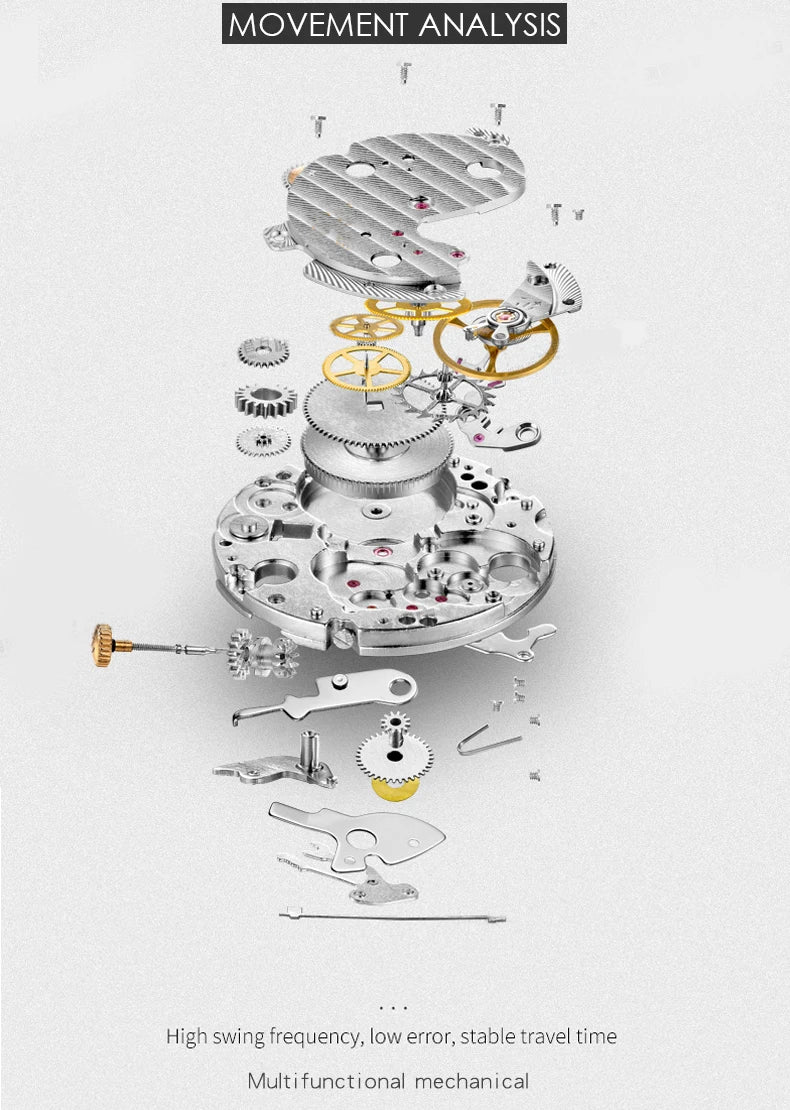 Carnival Brand Automatic Watch Fashion Luxury Waterproof Calendar Moon Phase Mechanical Watches For Men Clock Relogio Masculino