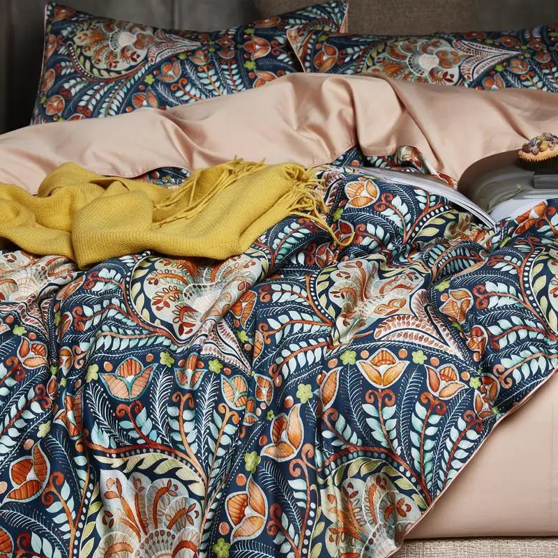 HD printed Birds Branch printed Premium Egyptian cotton Silky Soft Duvet Cover Family size US King Queen Size Bedding Set 4/6Pcs