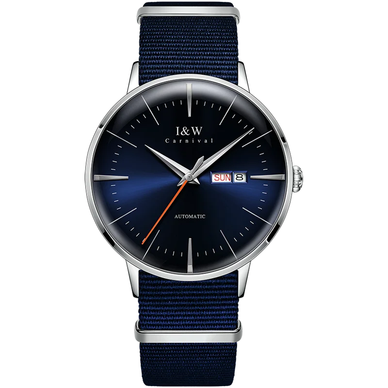 Japan MIYOTA Automatic Watch 3D Curved Sapphire Mechanical Wristwatches Waterproof Leather Strap Double Calendar Watches for Men