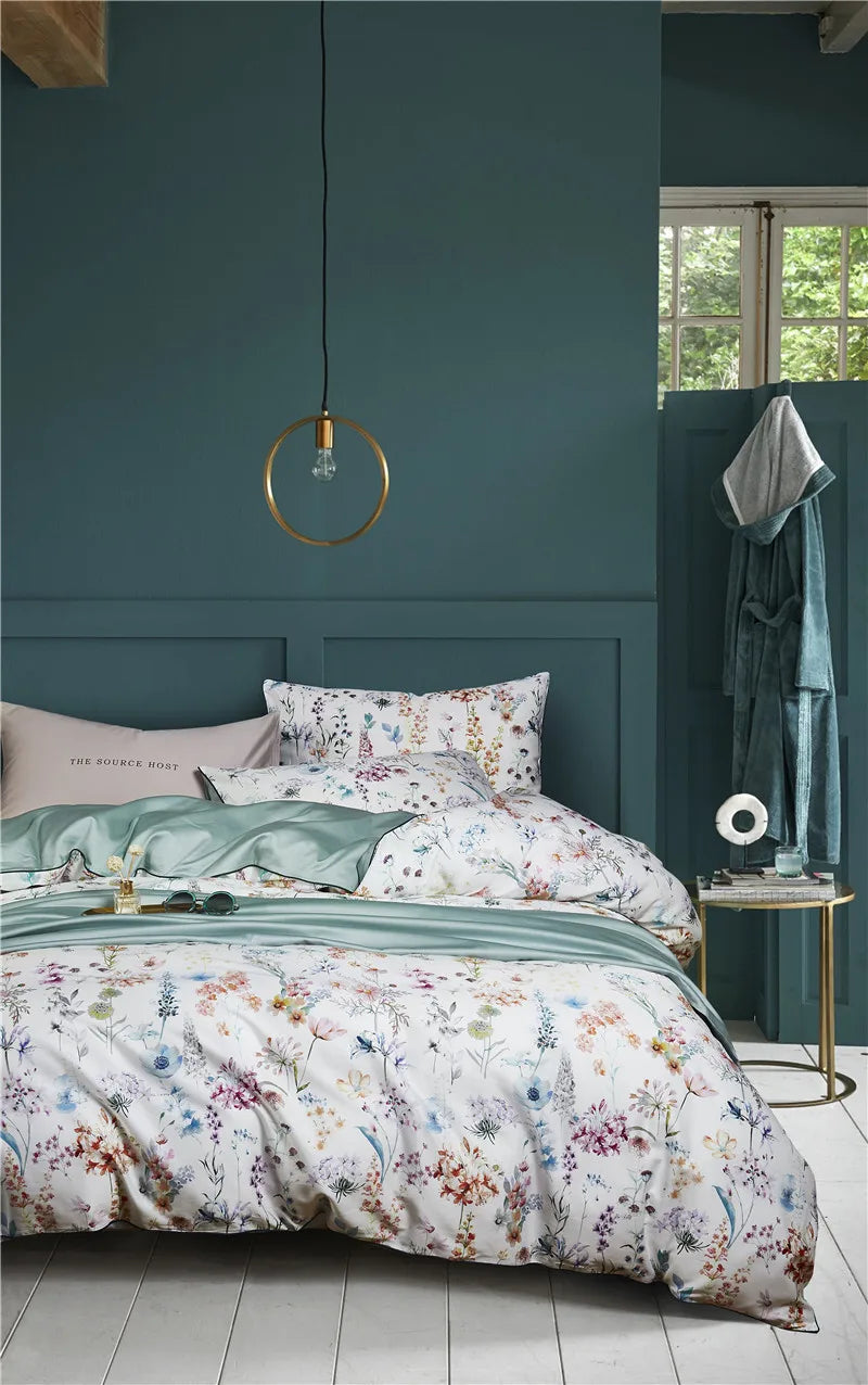 HD printed Birds Branch printed Premium Egyptian cotton Silky Soft Duvet Cover Family size US King Queen Size Bedding Set 4/6Pcs
