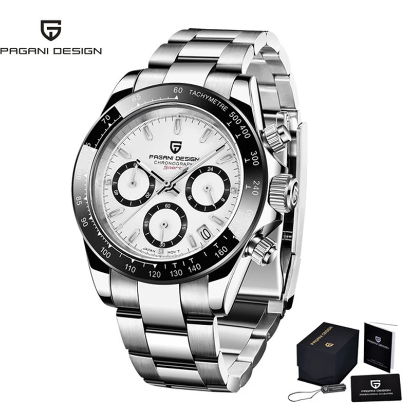 PAGANI DESIGN 2023 New Black Mens Watches Brand Luxury Quartz Watch For Men Chronograph Sports Waterproof Luminous Reloj Hombre