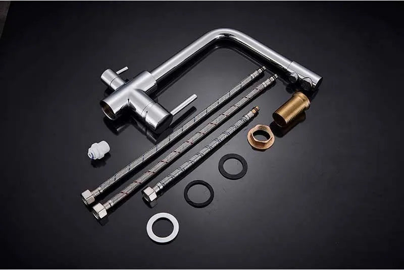 Rozin Chrome Brass Purified Water Kitchen Faucet Mixer Tap and Pure Water Filter Faucet Deck Mounted Dual Handles Hot Cold Taps
