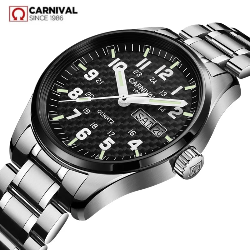 Reloj-Hombre-Montre Switzerland Carnival Quartz Watch men 316 Stainless Steel Waterproof Calendar Luminous Military men Watches