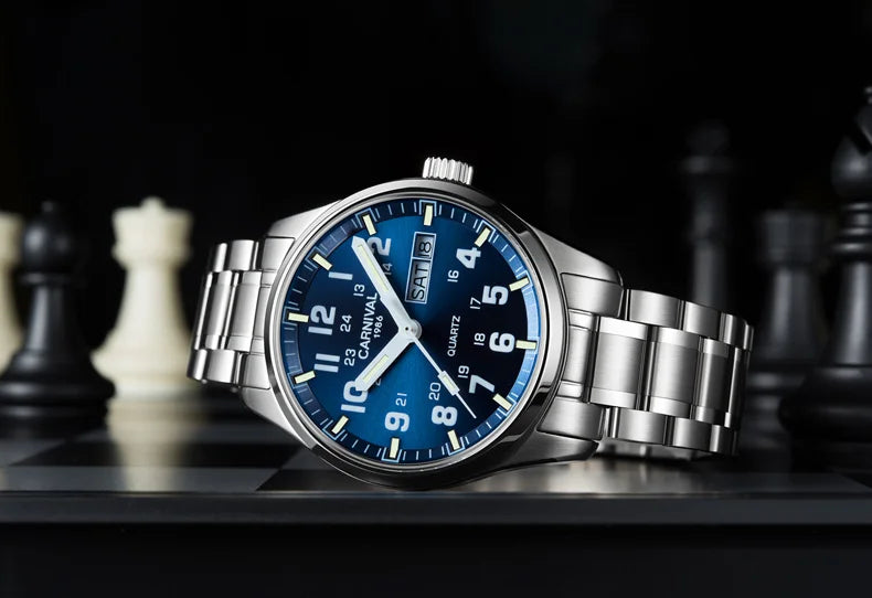 Reloj-Hombre-Montre Switzerland Carnival Quartz Watch men 316 Stainless Steel Waterproof Calendar Luminous Military men Watches