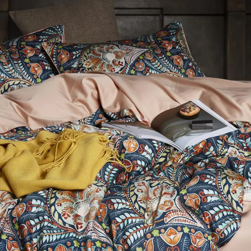 HD printed Birds Branch printed Premium Egyptian cotton Silky Soft Duvet Cover Family size US King Queen Size Bedding Set 4/6Pcs
