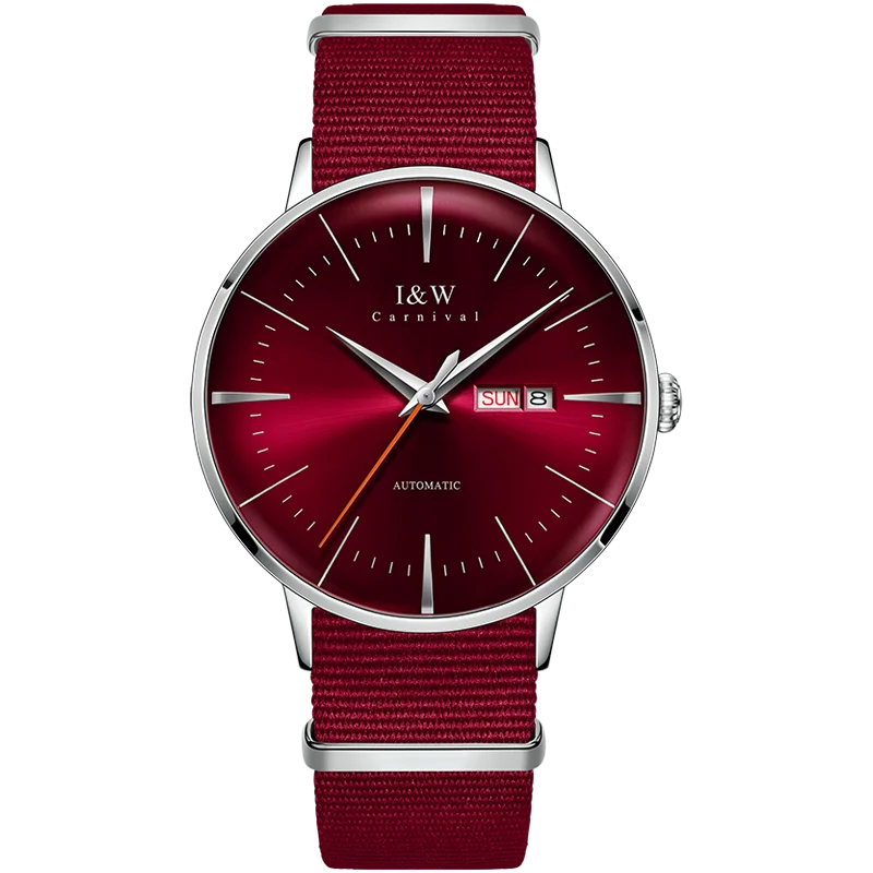 Japan MIYOTA Automatic Watch 3D Curved Sapphire Mechanical Wristwatches Waterproof Leather Strap Double Calendar Watches for Men