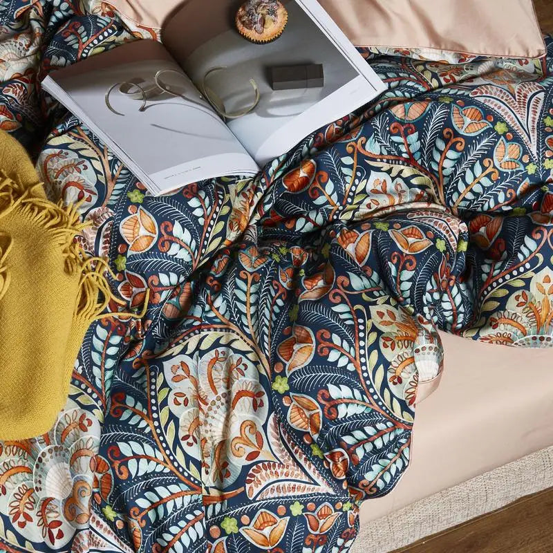 HD printed Birds Branch printed Premium Egyptian cotton Silky Soft Duvet Cover Family size US King Queen Size Bedding Set 4/6Pcs