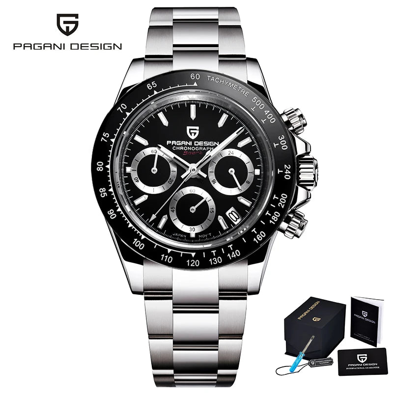 2025 New PAGANI DESIGN Chronograph Luxury Quartz Wrist Watch For Men Automatic Date 100M Waterproof JAPAN VK63 Movt Reloj Hombre