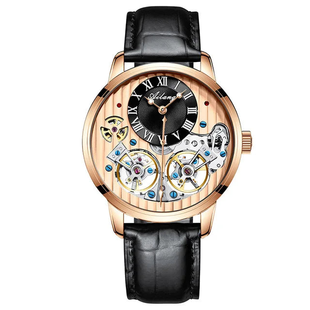 Montre de luxe AILANG pour homme, marque haut de gamme, automatique, lumineuse, noire, double tourbillon, étanche, mécanique, Relogio