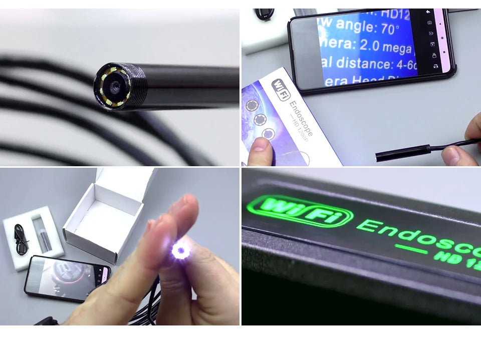 KERUI 1200P/720P WLAN Endoskop Wasserdichte Inspektions-Schlangenkamera USB Boreskop für Autos für iPhone & Android Smartphone