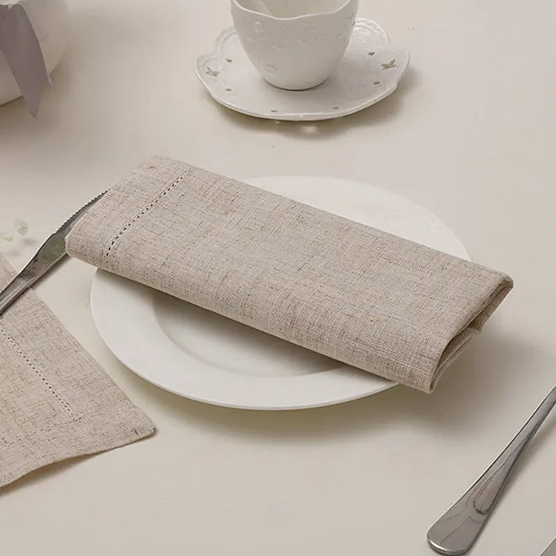 12 Pieces White Napkins Hemstitched Cocktail Napkin For Party Wedding Table Cloth Linen Napkins Fabric Cotton Dinner Napkin