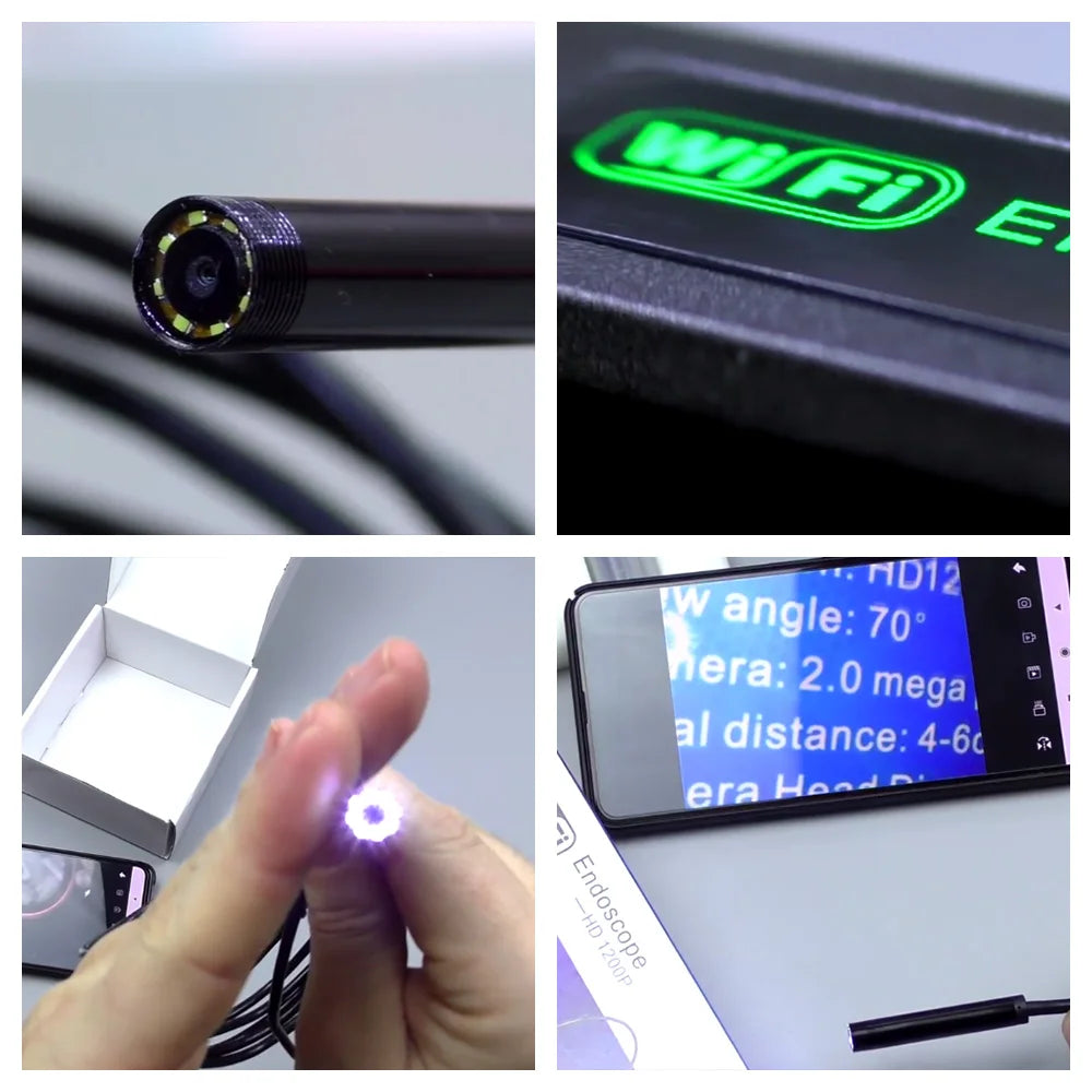 KERUI 1200P/720P WLAN Endoskop Wasserdichte Inspektions-Schlangenkamera USB Boreskop für Autos für iPhone & Android Smartphone