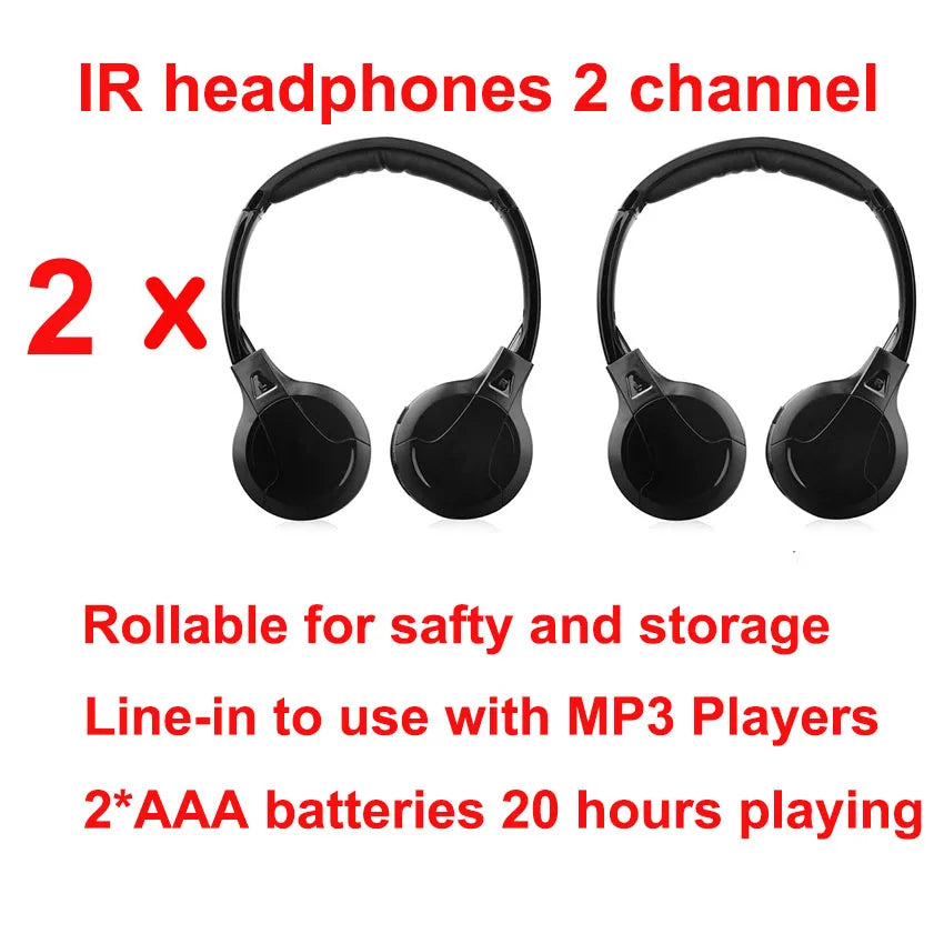 IR Infrarot Kabelloser Kopfhörer Stereo Faltbarer Auto-Headset Ohrhörer Indoor Outdoor Musik Kopfhörer TV-Kopfhörer 2 Kopfhörer