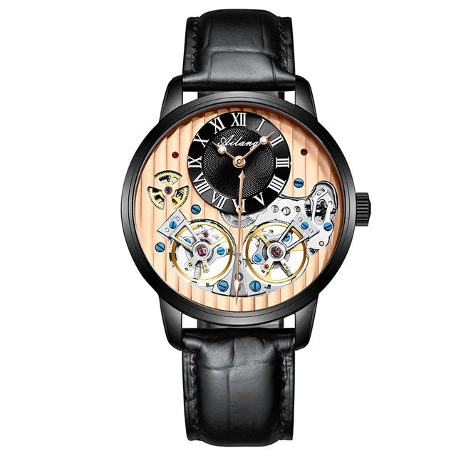 Montre de luxe AILANG pour homme, marque haut de gamme, automatique, lumineuse, noire, double tourbillon, étanche, mécanique, Relogio