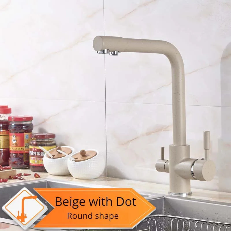 Rozin Chrome Brass Purified Water Kitchen Faucet Mixer Tap and Pure Water Filter Faucet Deck Mounted Dual Handles Hot Cold Taps